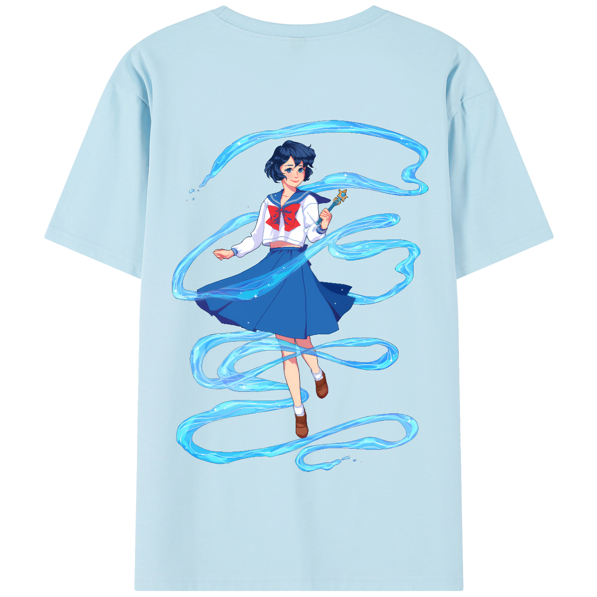 （画像用） 美少女戦士セーラームーン 水野 亜美 みずの あみ Sailor Moon Mizuno Ami 綿100％半袖Tシャツ（背面プリント）